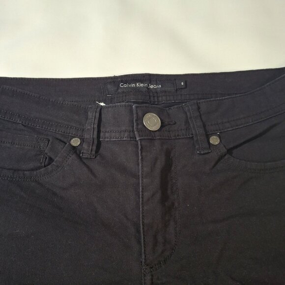 Calvin Klein Womens Mid Rise Pants Size 6 Stretch Straight Leg Black Wash Jeans - Picture 4 of 8